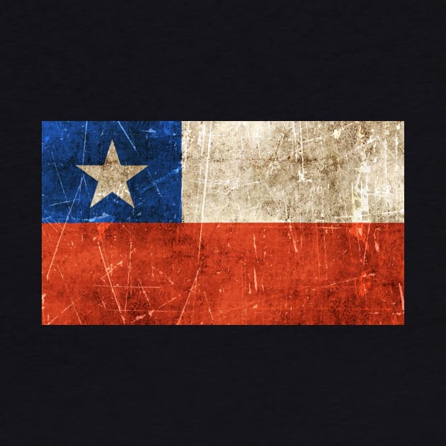 Vintage Aged and Scratched Chilean Flag by jeffbartels